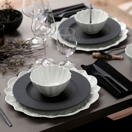 VILLEROY & BOCH Manufacture Rock Nero Set 6 Pezzi Piatto Frutta Colazione 22cm