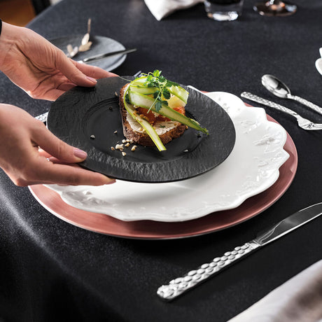 VILLEROY & BOCH Manufacture Rock Nero Set 6 Pezzi Piatto Frutta Colazione 22cm