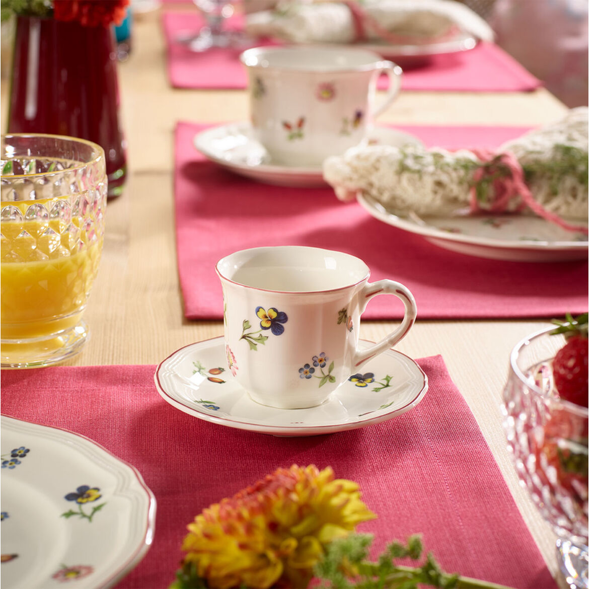 VILLEROY & BOCH Petite Fleur Tazza Caffè Moka Espresso 100ml con Piattino 13cm Porcellana