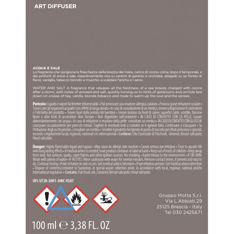 MUHA' Profumo Diffusore Art Rosa con Ricamo 100ml Acqua e Sale