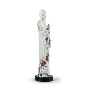 Scultura Ragazza del Dragone Lladrò in porcellana decorata 57x14 cm