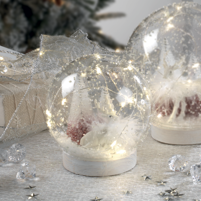 Sfera luminosa natalizia Mascagni Casa in vetro con LED 12 cm