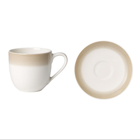 VILLEROY & BOCH Colourful Life Natural Cotton Tazza Caffè Espresso Moka con Piattino Set 6 Pezzi Porcellana