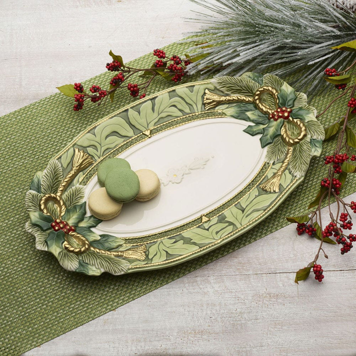 FITZ &amp; FLOYD - Porcelain Centerpiece Tray 43 cm Oval Christmas Decoration 1022009