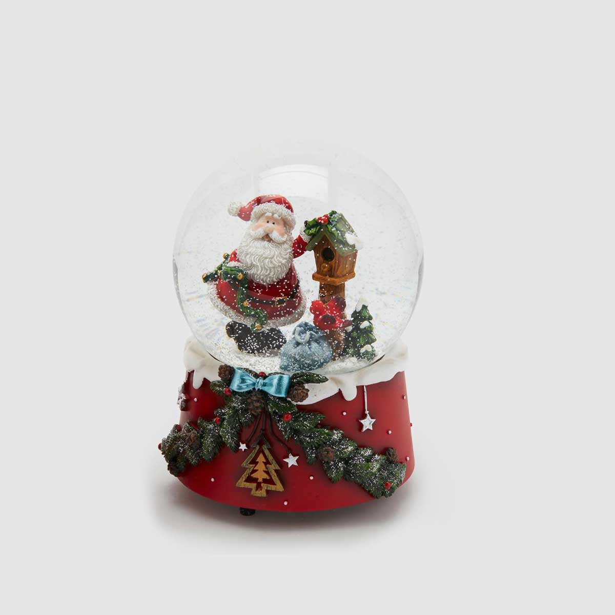 EDG Palla Globo di Neve con Babbo Natale c/Carillon 15cm Decorazione Natalizia