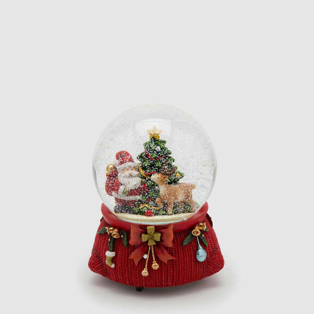 EDG Palla Globo di Neve con Babbo Natale Pino c/Carillon 15cm Decorazione