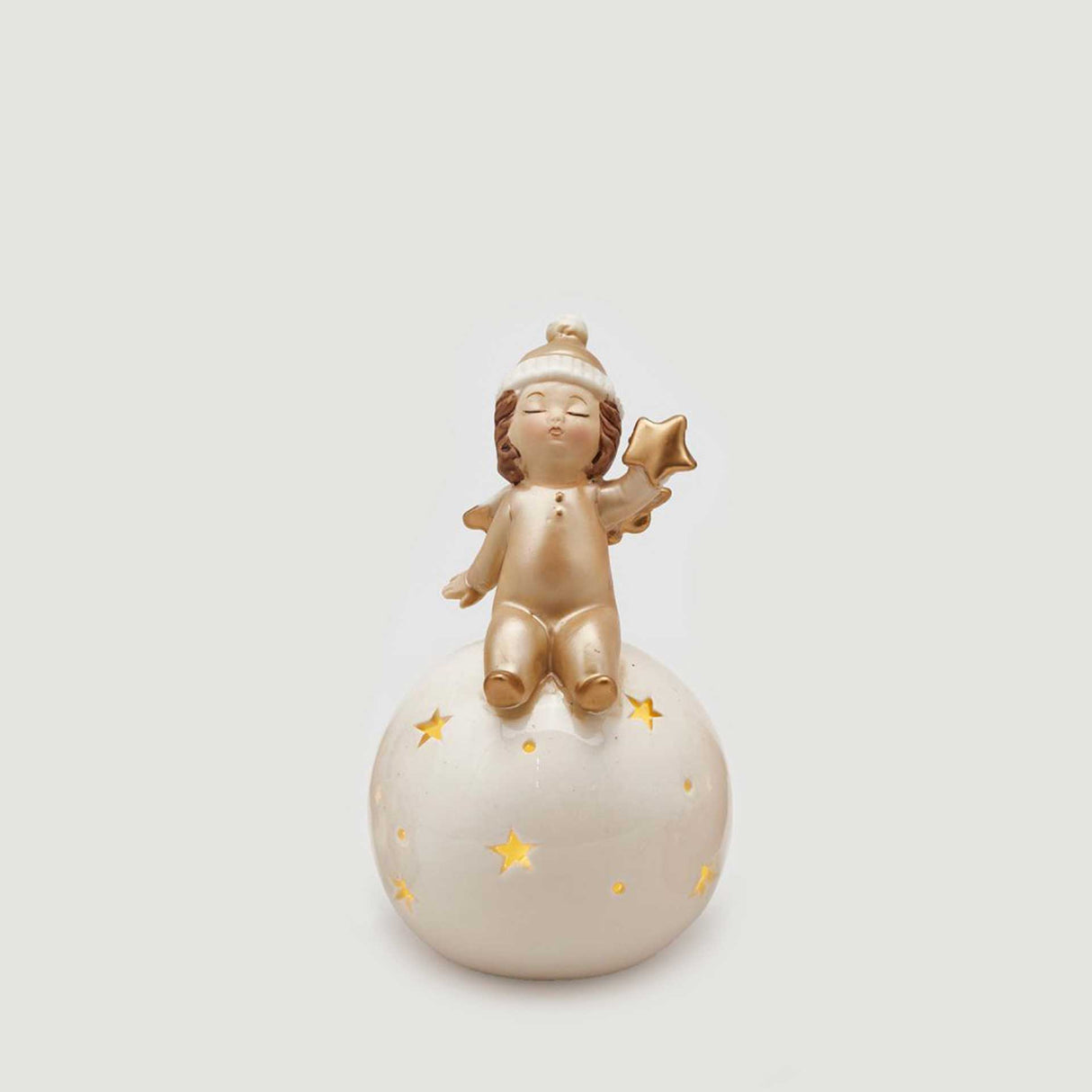 EDG Decorazione Natalizia Angelo su Sfera c/LED 16cm Ceramica