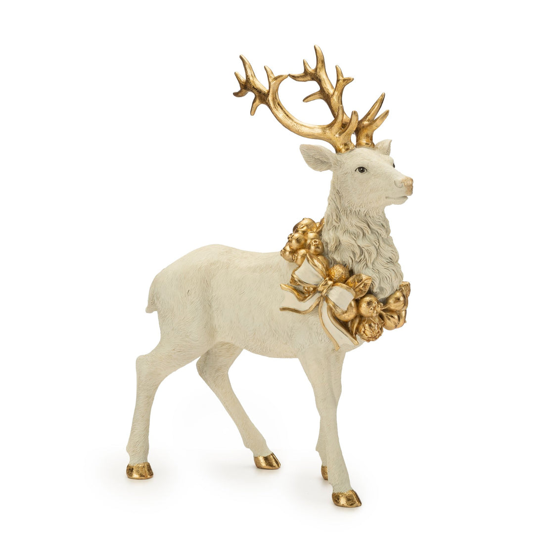 NOEL by Lamart - Renna Resina 32 cm Bianco Oro Decorazione Natale 1022167