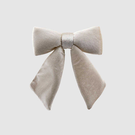 EDG Enzo De Gasperi Addobbo Fiocco Piccolo Imbottito in Velluto Bianco Panna 22x26cm Decorazione Natalizia