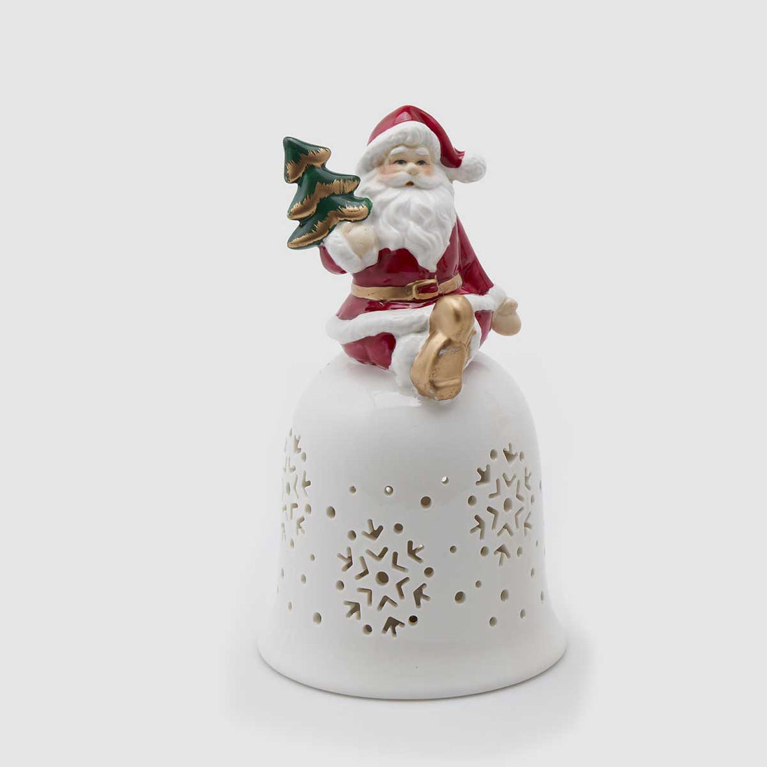 EDG Decorazione Natalizia Campana Campanella Babbo Natale c/LED 20cm Ceramica