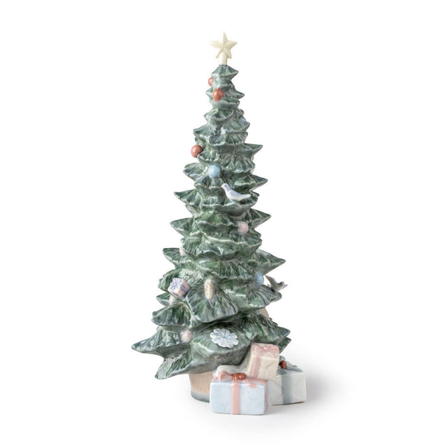 Albero di Natale con regali Lladrò in porcellana decorata 26x11 cm