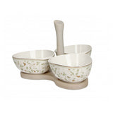 BRANDANI - Antipastiera Ali Dorate Set 3 pz porcellana