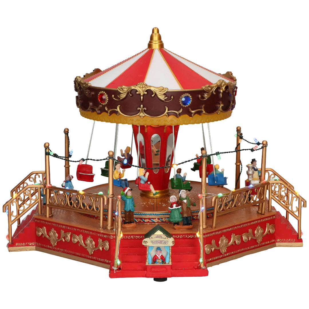 TIMSTOR Carosello Musicale con LED Decorazione Natalizia 36x27cm