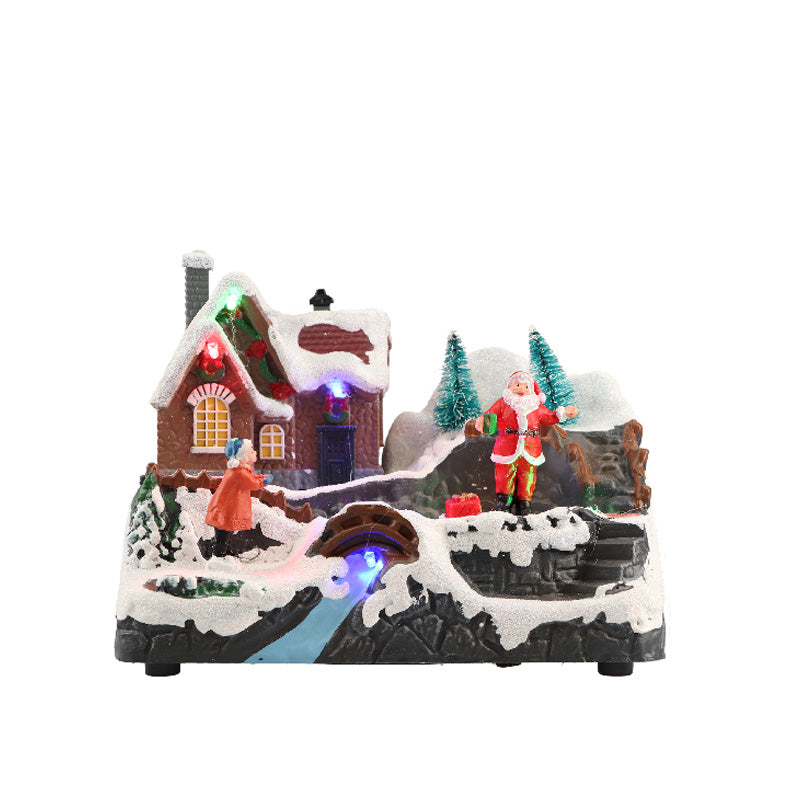 TIMSTOR Villaggio Scena Paesaggio di Natale Animato Decorazione Natalizia 14,5cm LED