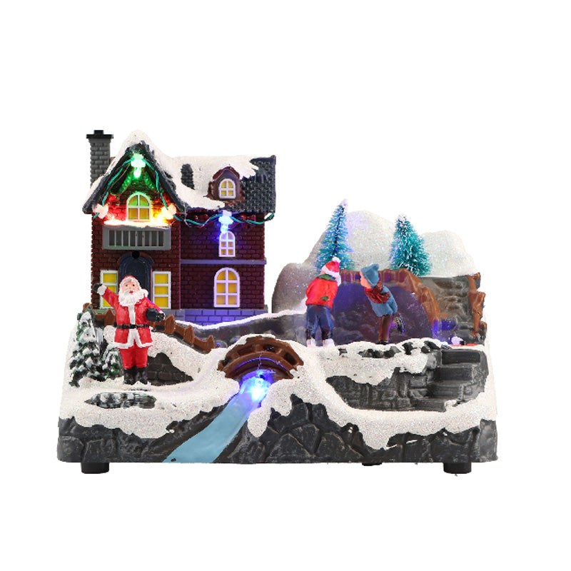 TIMSTOR Villaggio Scena Paesaggio di Natale Animato Decorazione Natalizia 14,5cm LED