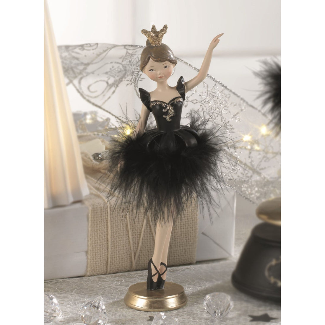 MASCAGNI CASA - Ballerina Statuetta Decorazione Natalizia 21 cm Resina Nero Natale