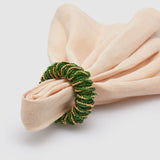 Set 6 legatovaglioli EDG con perline verde e oro 6 cm