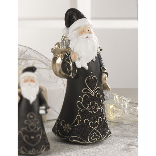 MASCAGNI CASA - Babbo Natale Statuetta Decorazione Natalizia Nero 20 cm Resina