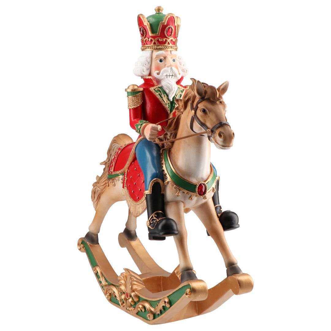 TIMSTOR - Schiaccianoci Nutcracker Soldatino su Cavallo a Dondolo 46cm Decorazione Natale
