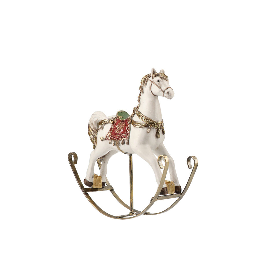 TIMSTOR - Cavallo a Dondolo Decorazione Natalizia 23cm Resina Metallo