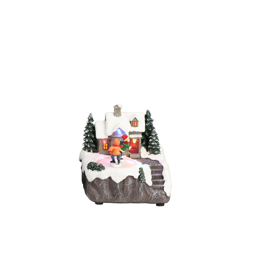TIMSTOR Villaggio Scena Paesaggio di Natale Animato Decorazione Natalizia 13,5cm LED