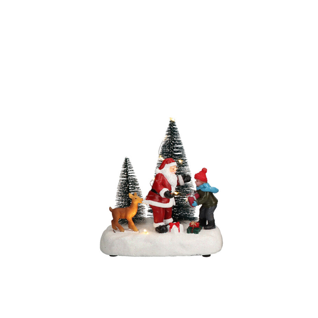 TIMSTOR Paesaggio Scena Villaggio di Natale Babbo Natale Decorazione Natalizia 16cm LED
