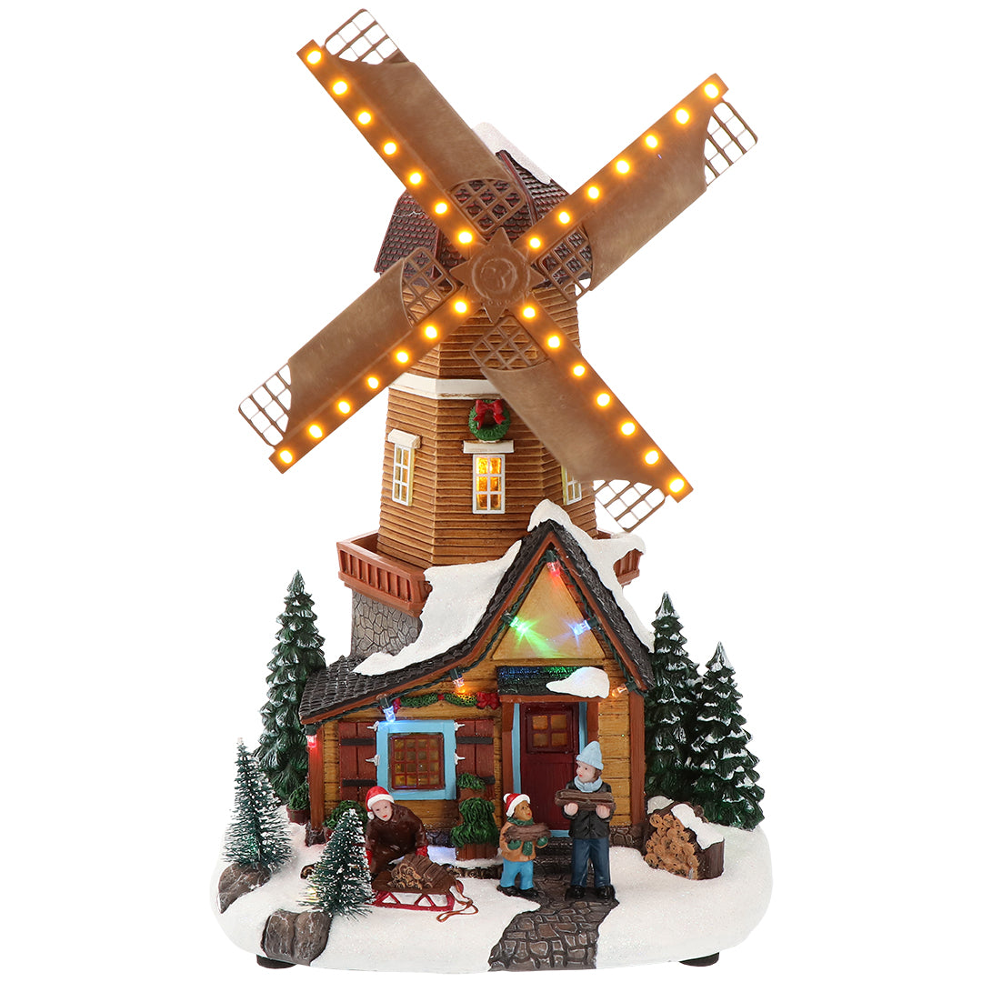 TIMSTOR Villaggio Scena Paesaggio di Natale Animato Decorazione Natalizia 34cm LED