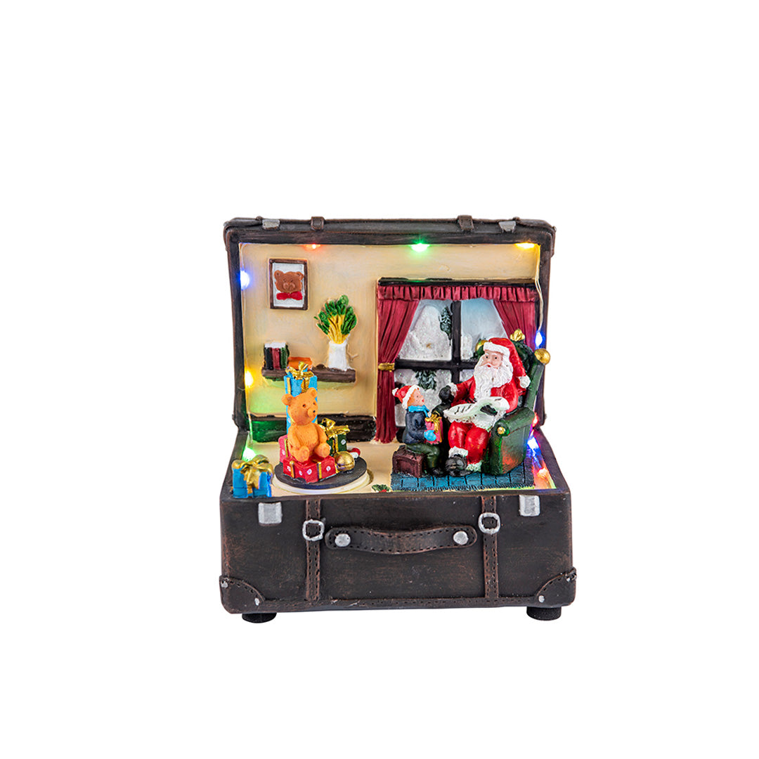 TIMSTOR - Scena Natalizia Valigetta Babbo Natale Decorazione Natalizia 16cm LED
