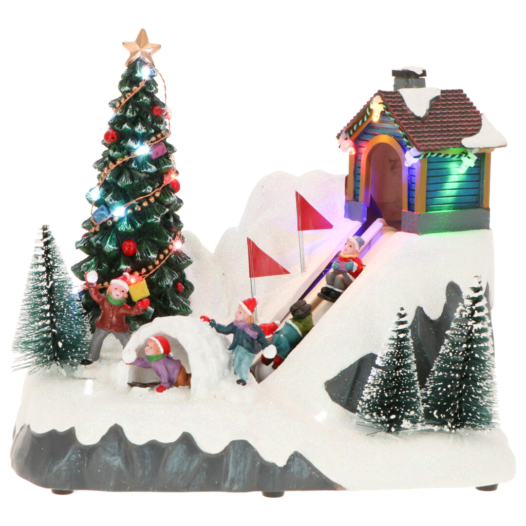 TIMSTOR - Scena Natalizia Paesaggio di Natale Animato Decorazione Natalizia 22x17cm Movimento LED