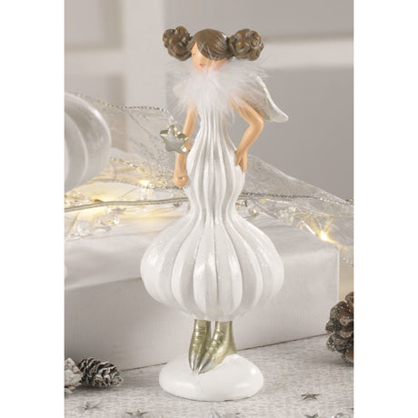 MASCAGNI CASA - Angelo Natale Decorazione Natalizia Bianco 21,5 cm Resina