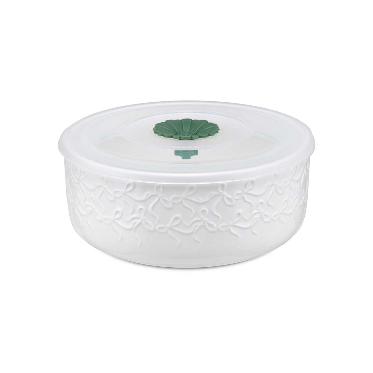 LA PORCELLANA BIANCA Intavola Contenitore Ermetico Porta Pranzo Fiocchi in Porcellana 13cm Bianco