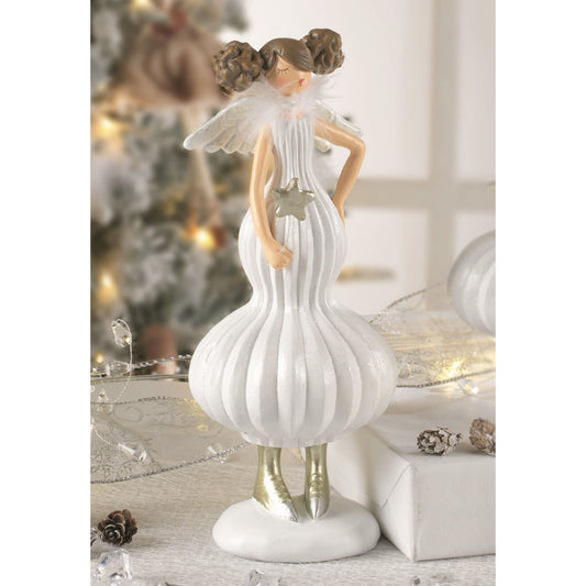 MASCAGNI CASA - Angelo Natale Decorazione Natalizia Bianco 28,5 cm Resina