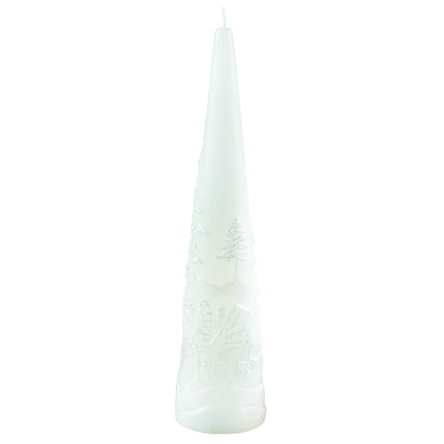 MASCAGNI CASA - Candela di Natale Bianca Albero 30 cm Decorazione Natalizia Cero