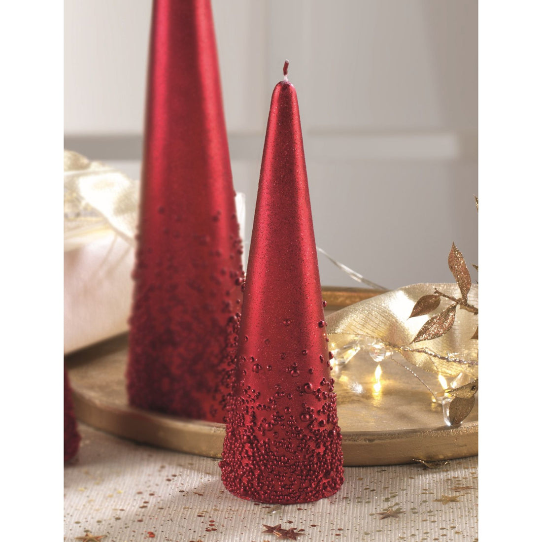 MASCAGNI CASA - Candela di Natale Rosso Albero 20 cm Decorazione Natalizia Cero