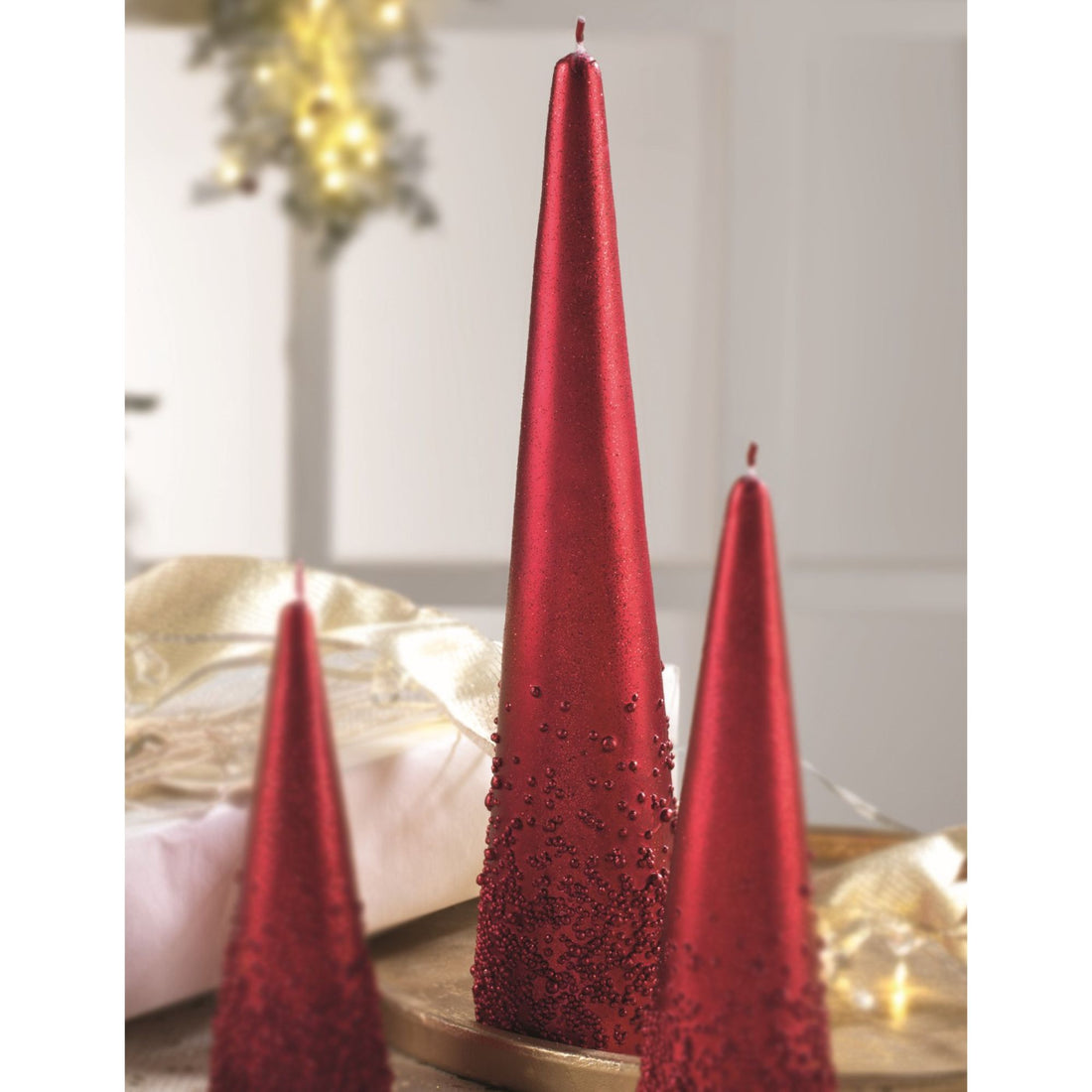 MASCAGNI CASA - Candela di Natale Rosso Albero 30 cm Decorazione Natalizia Cero