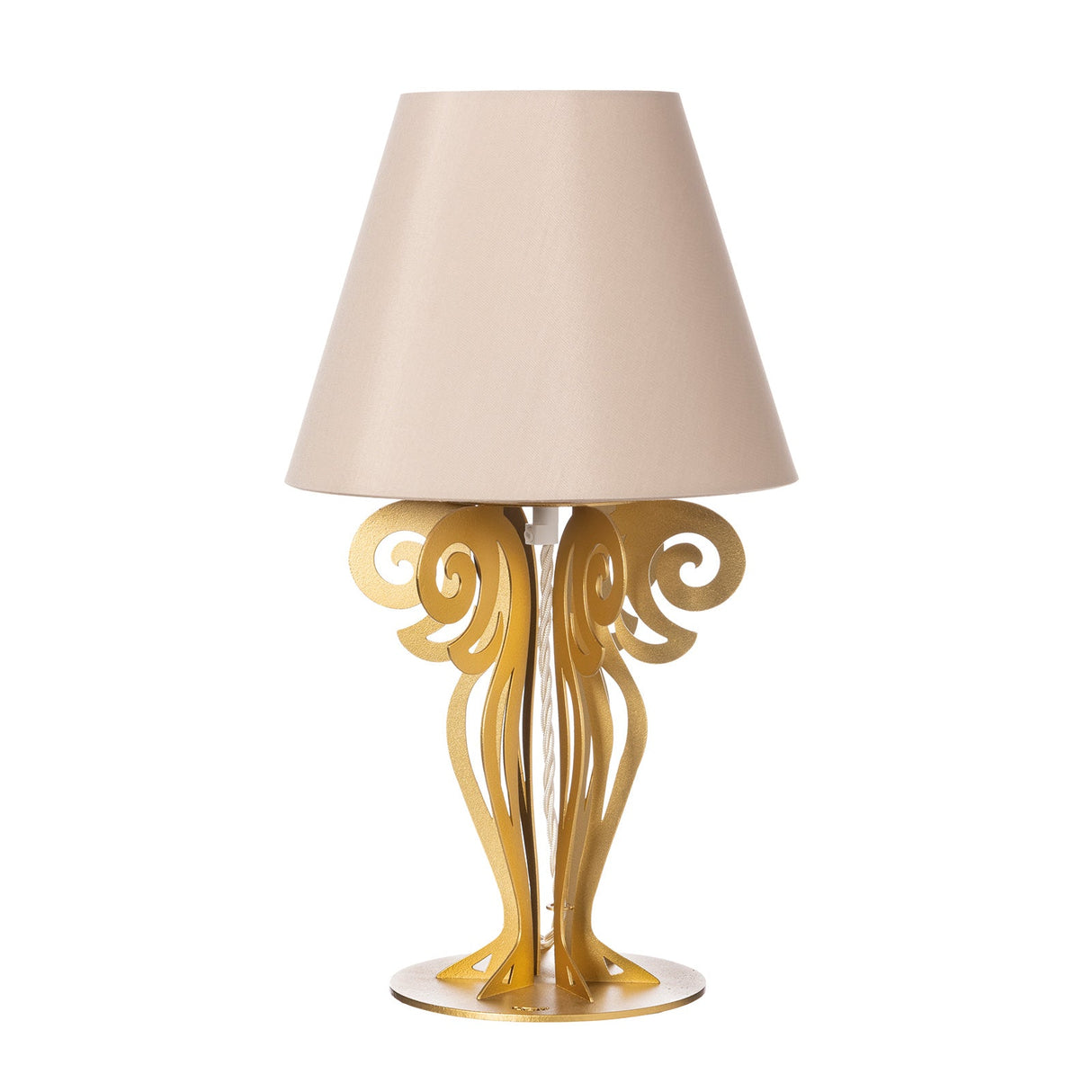 ARTI & MESTIERI Piccola Lampada da Tavolo con Paralume Circeo Oro Trasparente Paralume Sabbia