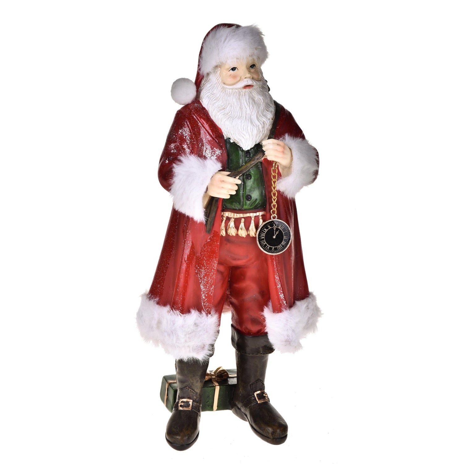 BIANCHI DINO - Babbo Natale Statua c/ Orologio Decoro Natalizio 30 cm Resina