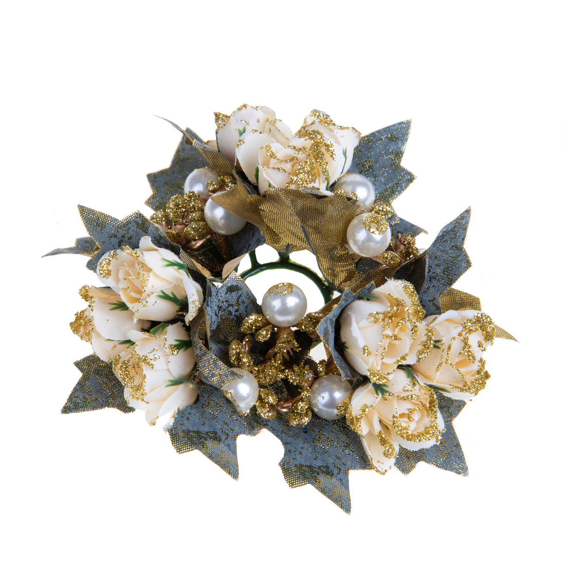 BIANCHI DINO - Girocandela Natalizio Rose 13 cm c/ Perle Decorazione Natale