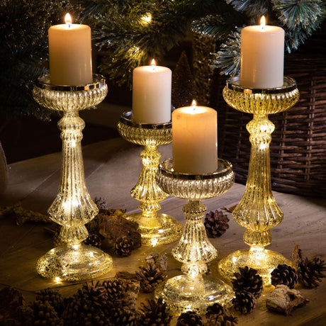 BIANCHI DINO Candeliere con LED 29x11cm Oro Decorazione Natalizia