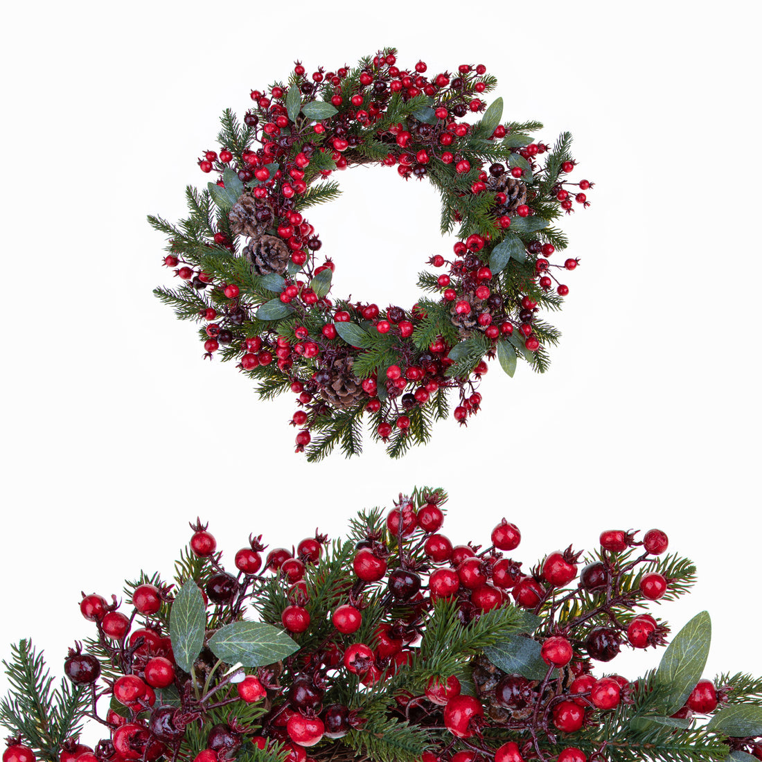 BIANCHI DINO - Corona di Natale Ghirlanda Bacche Rosse 50 cm Decorazione Natalizia