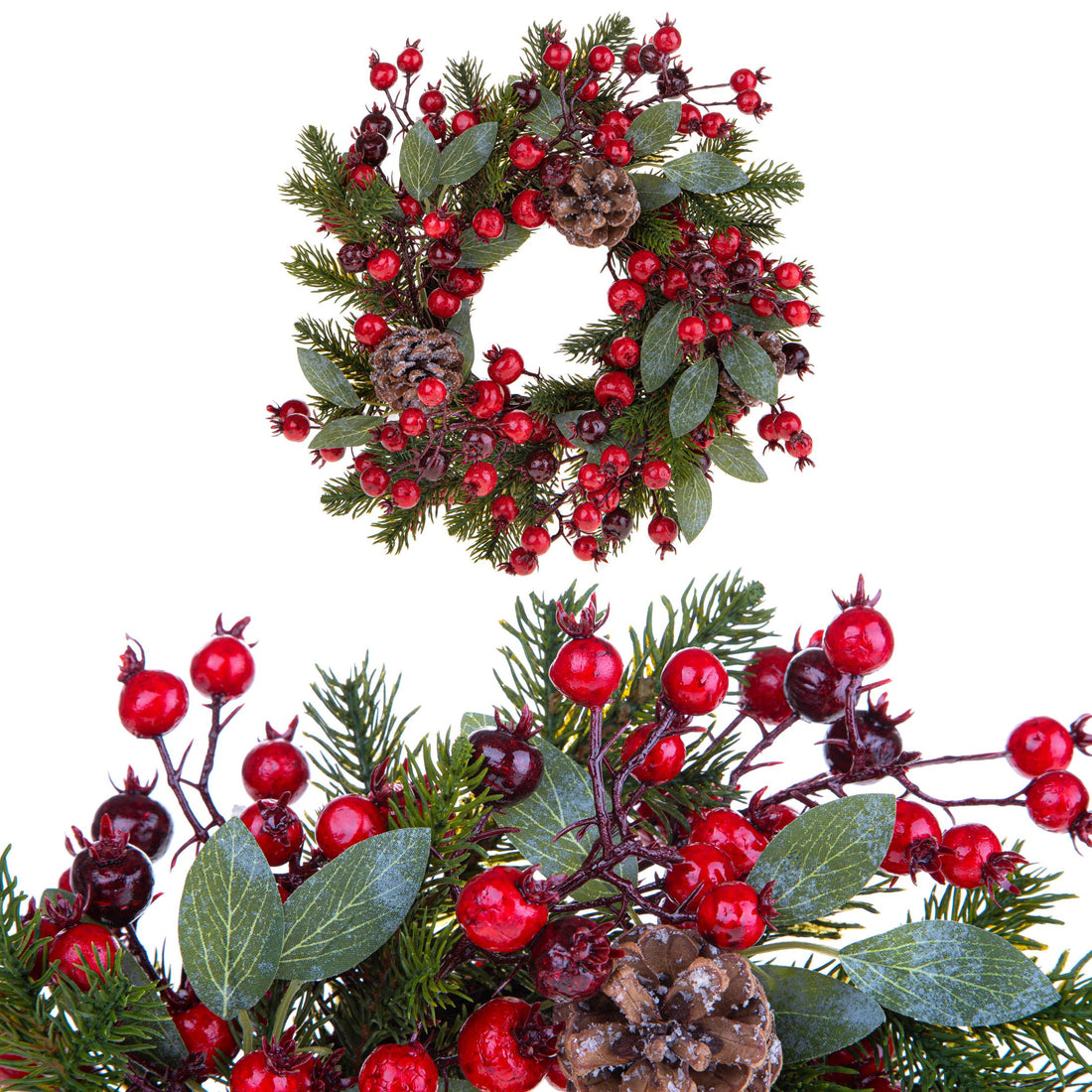 BIANCHI DINO - Corona di Natale c/ Bacche Rosse Ghirlanda 36 cm Decorazione Natalizia