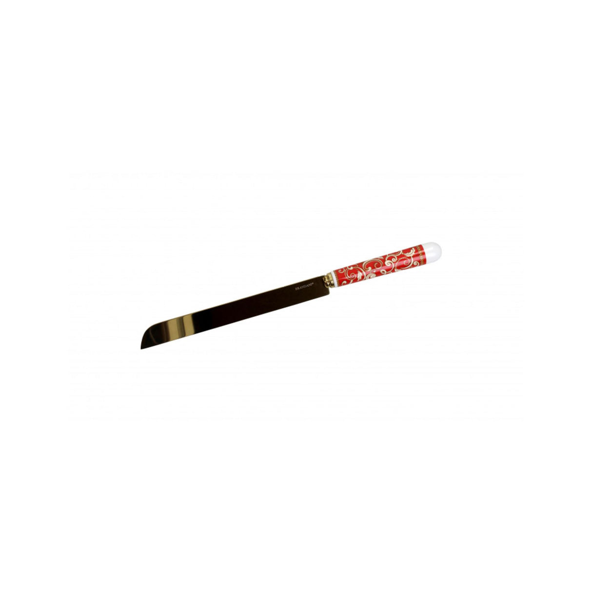BRANDANI - Coltello Torta Filo D'Oro Rosso Champagne c/ Manico Ceramica 34 cm Acciaio Inox