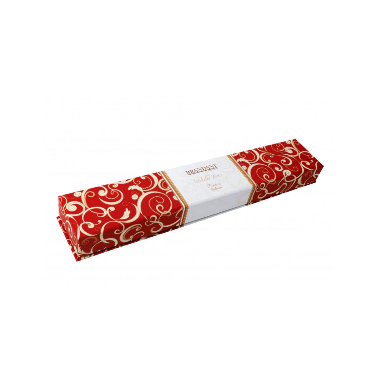 BRANDANI - Coltello Torta Filo D'Oro Rosso Champagne c/ Manico Ceramica 34 cm Acciaio Inox