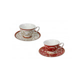 BRANDANI - Filo D'Oro Servizio Caffè Set 2 Pezzi Rosso Natale Porcellana Tavola Natalizia 52707