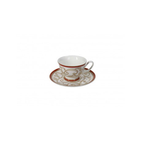 BRANDANI - Filo D'Oro Servizio Caffè Set 2 Pezzi Rosso Natale Porcellana Tavola Natalizia 52707
