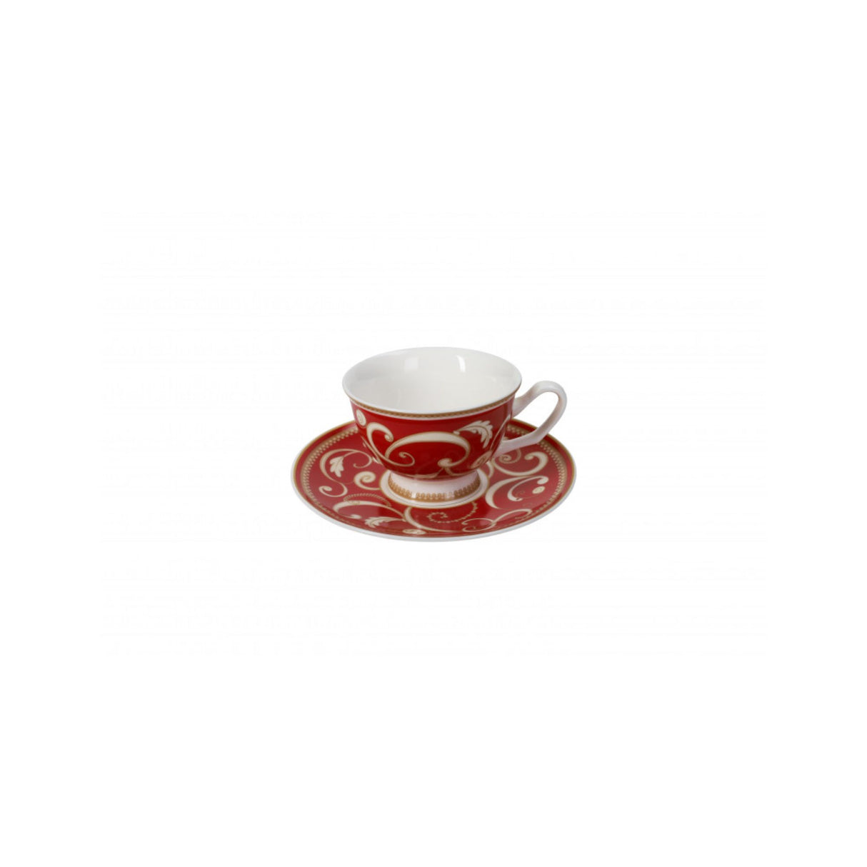 BRANDANI - Filo D'Oro Servizio Caffè Set 2 Pezzi Rosso Natale Porcellana Tavola Natalizia 52707