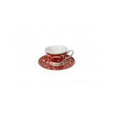 BRANDANI - Filo D'Oro Servizio Caffè Set 2 Pezzi Rosso Natale Porcellana Tavola Natalizia 52707