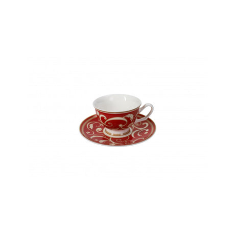 BRANDANI - Filo D'Oro Servizio Caffè Set 2 Pezzi Rosso Natale Porcellana Tavola Natalizia 52707