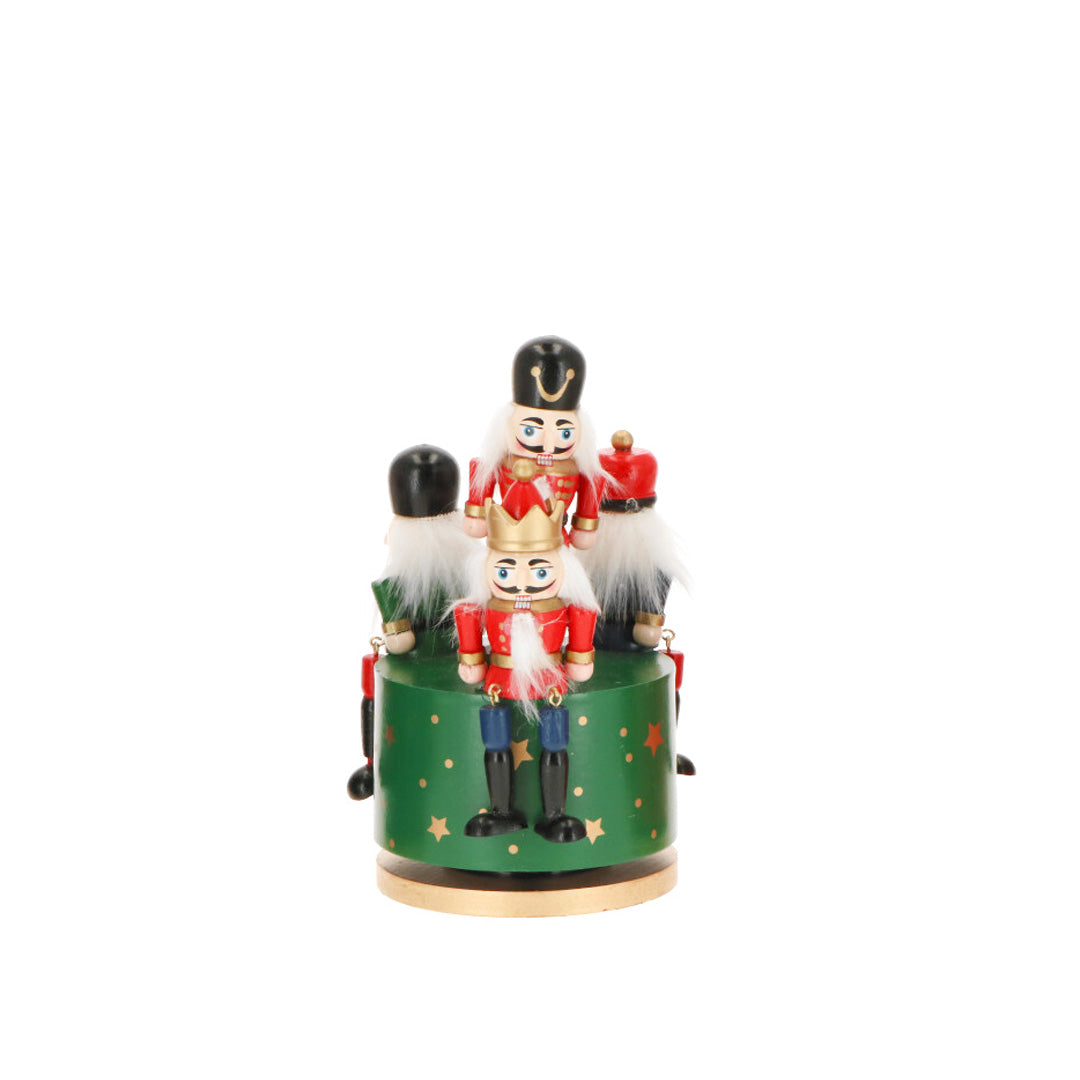 TIMSTOR - Carillon con Schiaccianoci Soldatini di Natale Musicale 20cm Verde Legno