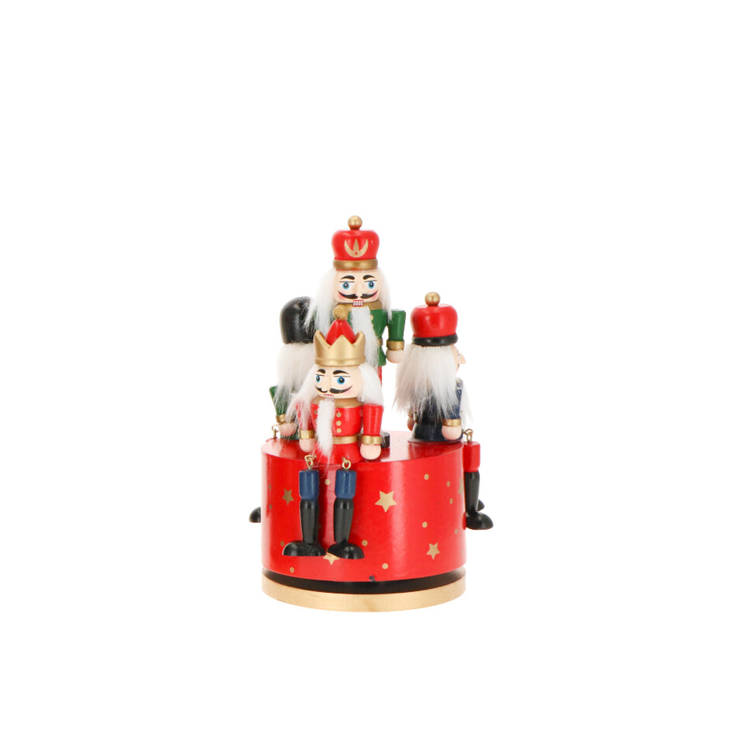 TIMSTOR - Carillon con Schiaccianoci Soldatini di Natale Musicale 20cm Rosso Legno